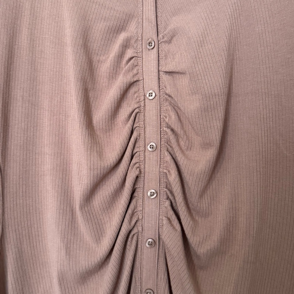 Abercrombie Ruched Long Sleeve Button Front Mini Dress size L - Picture 3 of 6